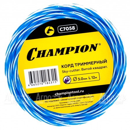 Корд триммерный Champion Sky-cutter 3.0мм, 12м (витой квадрат)  в Курске