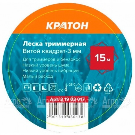 Леска триммерная Кратон Витой квадрат-3 мм в Курске