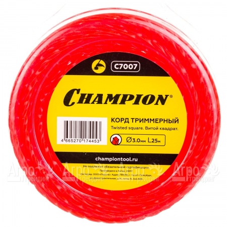 Корд триммерный Champion Twisted Square 3.0мм, 25м (витой квадрат)  в Курске