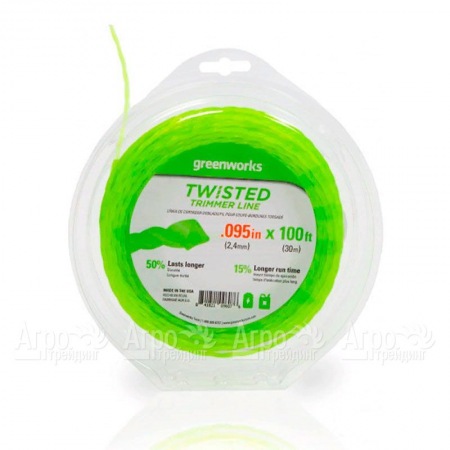 Леска витая 2.4 мм для триммеров GreenWorks GD60LT, GD60BCB, GD82LT, GD82BCB в Курске